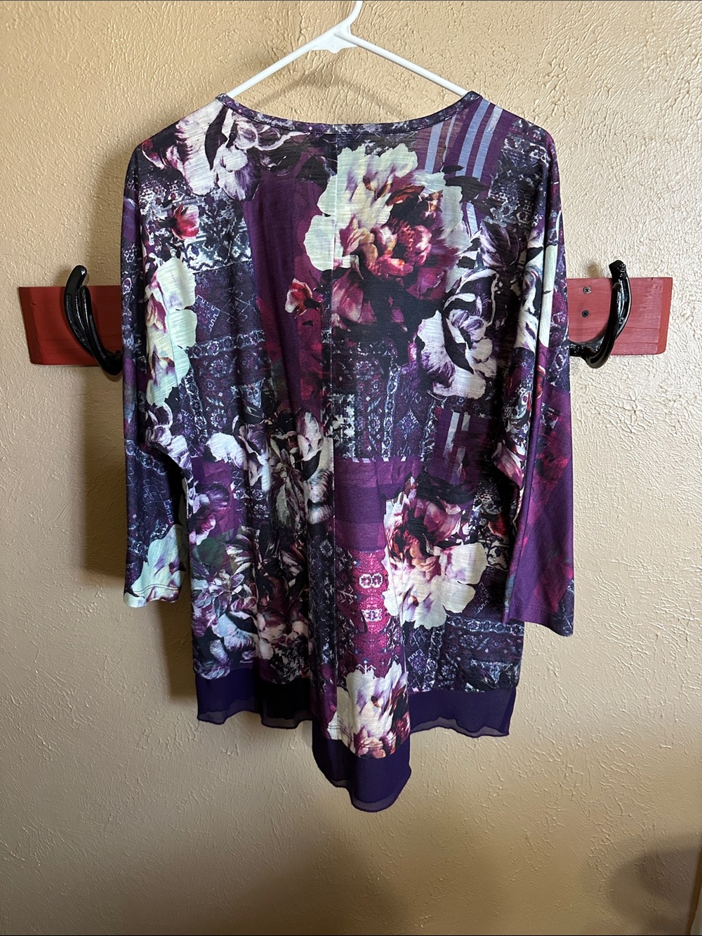 Christopher & Banks Purple Floral & Abstract Long Sleeve Tee - Picture 2 of 2